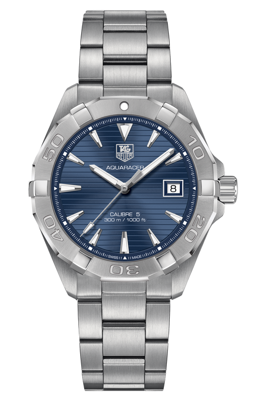 Jam Tangan Pria Tag Heuer Aquaracer Automatic Blue Dial Silver Steel Strap - WAY2112.BA0928