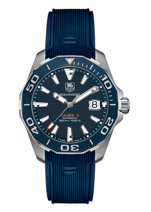 Tag Heuer Aquaracer Calibre 5 Blue Dial Blue Silicone Strap Watch for Men -  WAY211C.FT6155