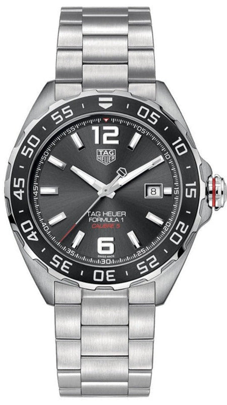 Tag Heuer Formula 1 Kaliber 5 Kronograf Antrasit Dial Jam Tangan Tali Baja Perak untuk Pria - WAZ2011.BA0842