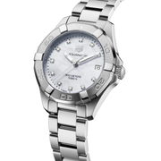 Tag Heuer Aquaracer Diamonds White Mother of Pearl Dial Silver Steel Strap Watch for Women - WBD1314.BA0740