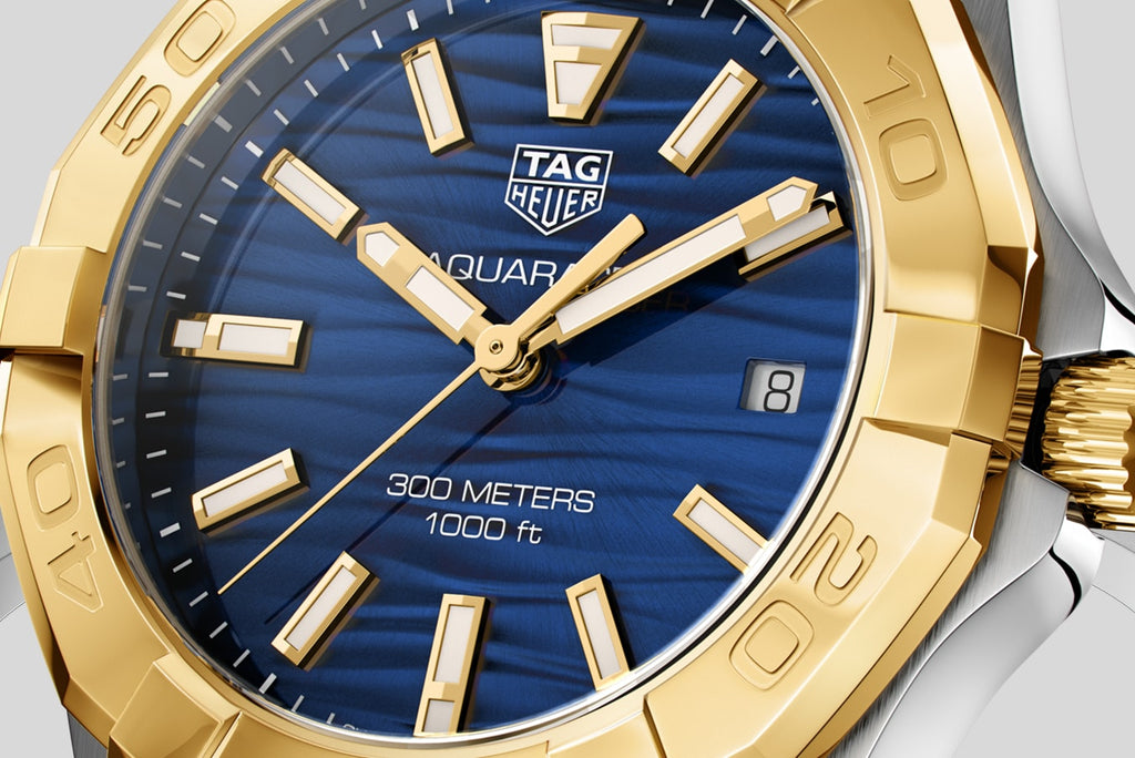 Tag heuer blue and gold aquaracer sale