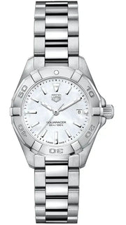 Tag Heuer Aquaracer Quartz Mother of Pearl White Dial Silver Steel Strap Watch for Women - WBD1411.BA0741