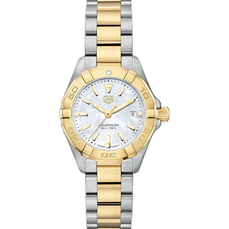 Tag Heuer Aquaracer Quartz Mother of Pearl Dial Two Tone Steel Strap Watch for Men - WBD1420.BB0321