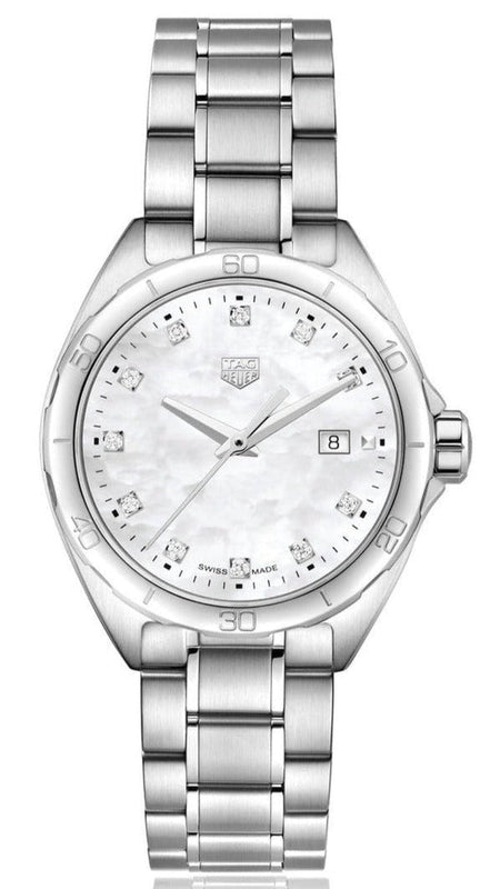 Tag Heuer Formula 1 Jam Tangan Tali Baja Perak Dial Ibu Mutiara Putih untuk Wanita - WBJ1319.BA0666