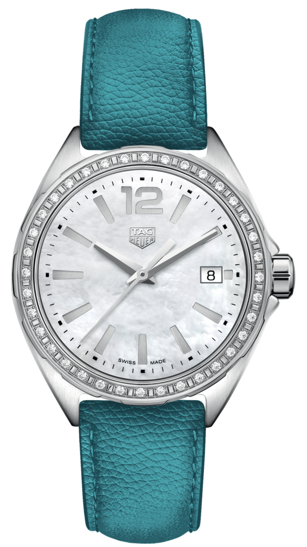 Tag Heuer Formula 1 Quartz Diamonds Mother of Pearl Dial Blue Leather Strap Watch for Women - WBJ131A.FC8256