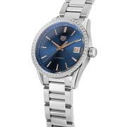 Tag Heuer Carrera Quartz Diamonds Blue Dial Silver Steel Strap Watch for Women - WAR1114.BA0601