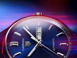 Tag Heuer Carrera Day Date Blue Dial Silver Steel Strap Watch for Women - WBN2012.BA0640