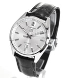 Tag Heuer Carrera Date Silver Dial Black Leather Strap Watch for Men - WBN2111.FC6505