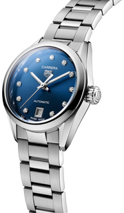Tag Heuer Carrera Diamonds Blue Dial Silver Steel Strap Watch for Women - WBN2413.BA0621