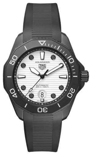 Tag Heuer Aquaracer Professional 300 Automatic White Dial Black Rubber Strap Watch for Men - WBP201D.FT6197