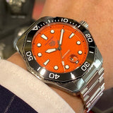 Tag Heuer Aquaracer Professional 300 Orange Diver Automatic Orange Dial Silver Steel Strap Watch for Men - WBP201F.BA0632