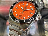 Tag Heuer Aquaracer Professional 300 Orange Diver Automatic Orange Dial Silver Steel Strap Watch for Men - WBP201F.BA0632