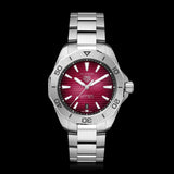 Tag Heuer Aquaracer Professional 200 Automatic Red Dial Silver Steel Strap Watch for Men - WBP2114.BA0627