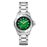 Tag Heuer Aquaracer Professional 200 Automatic Diamond Green Dial Silver Steel Strap Watch for Women - WBP2415.BA0622