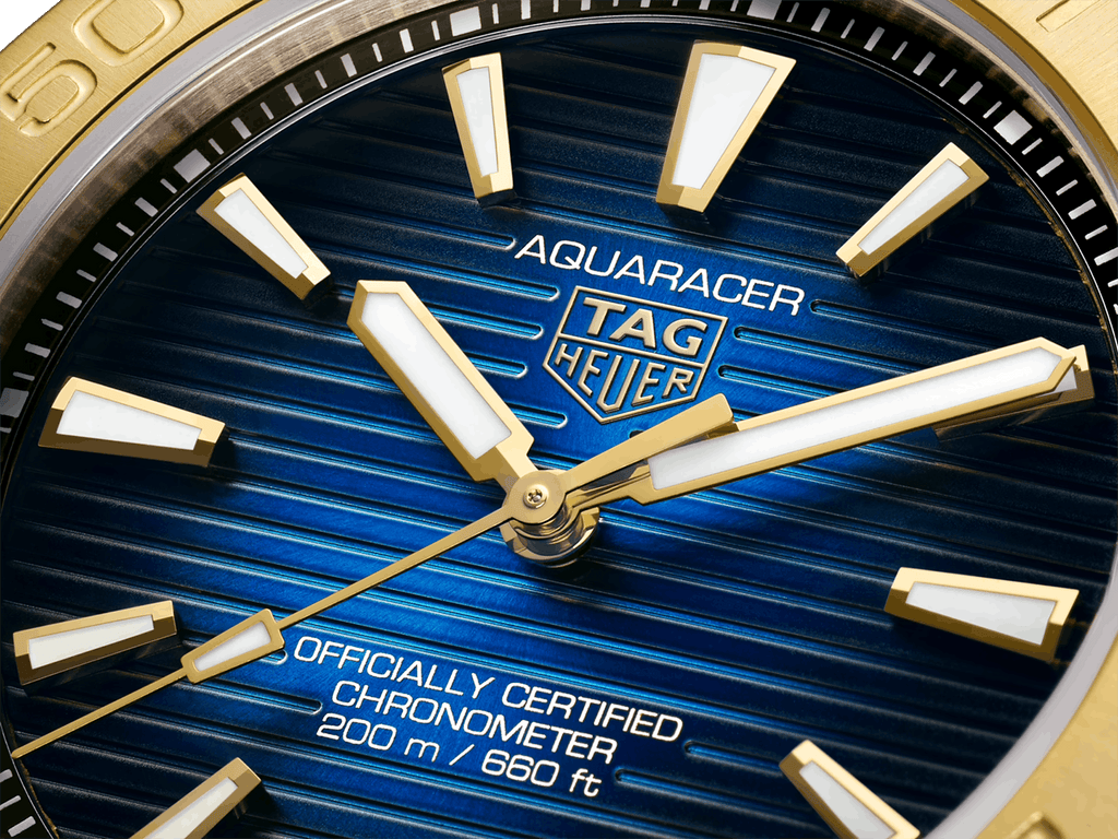 Tag Heuer Aquaracer Professional 200 Automatic 18K Yellow Gold Blue Dial Blue Rubber Strap Watch for Men - WBP5152.FT6210