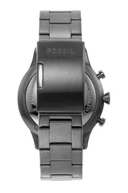 Fossil Retro Pilot Chronograph Black Dial Grey Steel Strap Watch for Men - FS5834