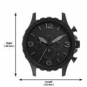 Fossil Nate Chronograph Black Dial Black Leather Strap Watch for Men - JR1354