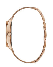 Guess Tri Glitz Quartz Diamonds Rose Gold Dial Rose Gold Mesh Bracelet Watch For Women - W1142L4