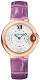 Cartier Ballon Bleu De Cartier Diamonds Silver Dial Pink Leather Strap Watch for Women - WJBB0010