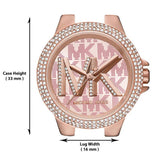 Michael Kors Camille Three Hand Rose Gold Dial Rose Gold Steel Strap Watch For Women - MK7197