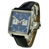 Tag Heuer Monaco Automatic Chronograph Blue Dial Blue Leather Strap Watch for Men - CBL2111.FC6453