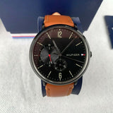 Tommy Hilfiger Brooklyn Quartz Black Dial Brown Leather Strap Watch for Men - 1791510