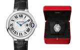 Cartier Ballon Bleu De Cartier Silver Dial Black Leather Strap Watch for Women - WSBB0034