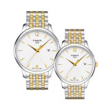 Tissot T Classic Tradition White Dial Two Tone Mesh Bracelet Watch for Women - T063.210.22.037.00