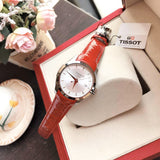 Tissot Couturier Lady Silver Dial Red Leather Strap Watch for Women - T035.210.16.031.01