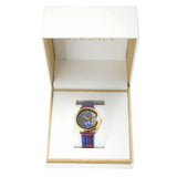 Versace V-Circle The Clans Edition Black Dial Red & Blue Leather Strap Watch for Women - VEBQ00218