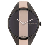 Calvin Klein Rebel Cream Black Dial Cream Leather Strap Watch for Women - K8P237X1