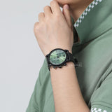 Emporio Armani Luigi Chronograph Green Dial Black Mesh Bracelet Watch For Men - AR11470