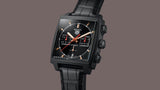 Tag Heuer Monaco Automatic Chronograph Black Dial Black Leather Strap Watch for Men - CBL2180.FC6497