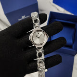 Swarovski Crystal Flower Silver Dial Silver Steel Strap Watch for Women - 5547622