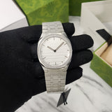 Gucci 25H Quartz Diamonds Silver Dial Silver Steel Strap Watch for Women - YA163401