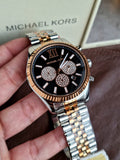 Michael Kors Lexington Chronograph Crystals Black Dial Two Tone Steel Strap Watch for Men - MK8714