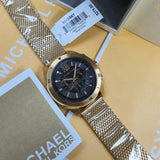 Michael Kors Brecken Chronograph Black Dial Gold Mesh Strap Watch For Men - MK8867