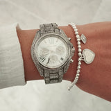 Michael Kors Mini Bradshaw Crystals Silver Dial Silver Steel Strap Watch For Women - MK6454