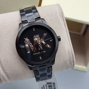 Michael Kors Runway Quartz Black Dial Black Steel Strap Watch For Women - MK6683