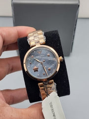 Emporio Armani Arianna Black Dial Rose Gold Stainless Steel Watch For Women - AR11197