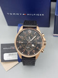 Tommy Hilfiger Daniel Black Dial Black Leather Strap Watch for Men - 1710379