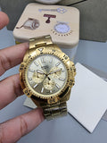 Fossil Garrett Chronograph Gold Dial Gold Steel Strap Watch for Men - FS5772