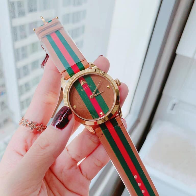 Gucci G Timeless Quartz Brown Dial Brown Leather Strap Unisex Watch