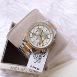 Michael Kors Ritz White Dial Two Tone Steel Strap Watch for Women - MK6474