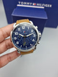 Tommy Hilfiger Briggs Chronograph Blue Dial Brown Leather Strap Watch for Men - 1791424