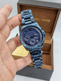 Michael Kors Brecken Chronograph Quartz Blue Dial Blue Steel Strap Watch For Men - MK6361