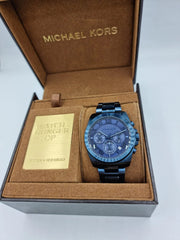 Michael Kors Brecken Chronograph Quartz Blue Dial Blue Steel Strap Watch For Men - MK6361