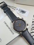 Emporio Armani Luigi Chronograph Quartz Grey Dial Grey Leather Strap Watch For Men - AR1735