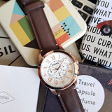 Fossil Grant Chronograph White Dial Brown Leather Strap Watch for Men - FS4991