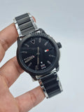 Tommy Hilfiger Sneaker Quartz Black Dial Two Tone Steel Strap Watch for Men - 1791619